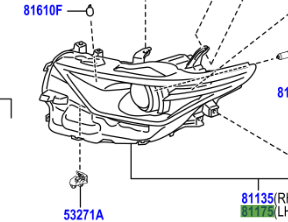 Toyota Auris 2012-2018 Unit Assy, Headlamp, LH
