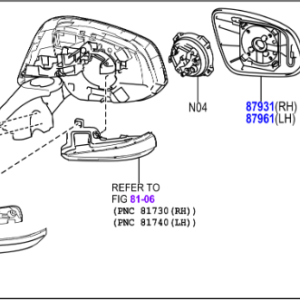 Toyota Rav4 2018-Present Mirror Assy, Outer Rear View, RH