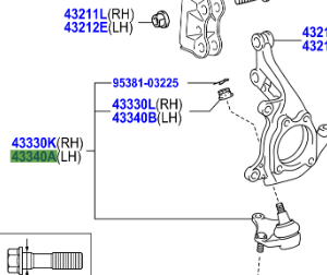 Toyota Auris/Hybrid 2007-2013 Joint Assy, Lower Ball, Front LH