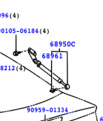 Toyota Celica 1999-2005 Stay Assy, Back Door RH, W Rear Wiper & Rear Spoiler