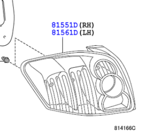 Toyota Auris/Hybrid 2007-2013 Lens & Body, Rear Combination Lamp, RH