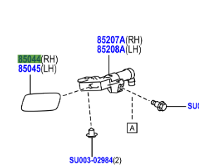 Toyota GT86 2012-2016 Headlight Washer Cap, Black, LH