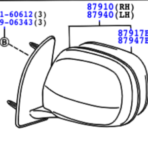 Toyota Hiace S.B.V 1995-2011 Mirror Assy, Outer Rear View, RH