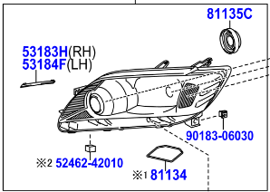 Toyota Rav4 2005-2016 Unit Assy, Headlamp, RH