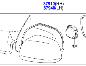 Toyota Hilux 2011-2015 Wing Mirror Assy LH No Paint
