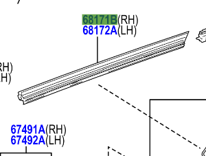 Toyota C-HR 2016- Front Door Glass Weatherstrip Inner RH