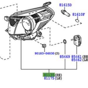 Toyota IQ 2008-2014 Headlamp Assy, Head R,H