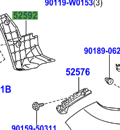 Toyota Yaris/Hybrid 2014-2020 Rear Bumper Side Seal, LH