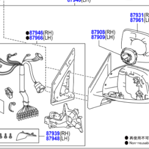 Toyota Land Cruiser 200 2007- Outer Mirror Assy L,H