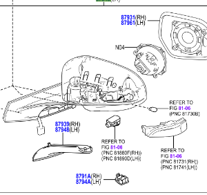 Toyota C-HR 2016- Outer Mirror Assy LH (no paint)