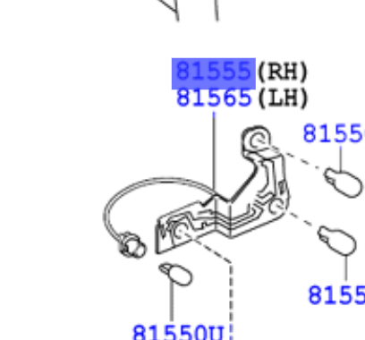 Toyota Auris/Hybrid 2007-2013 Socket & Wire Sub-Assy, Rear Combination Lamp ,LH, *154