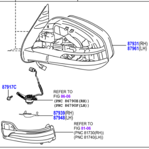 Toyota Hilux 2021-2023 Wing Mirror Assy LH