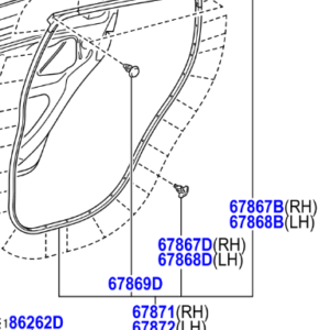 Toyota Yaris/Hybrid 2014-2020 Weatherstrip, Rear Door, LH