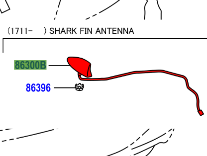 Toyota Yaris/Hybrid 2014-2020 Shark Fin Antenna Assy, Amplifier