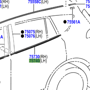 Toyota Rav4 2012-2019 Moulding Assy, Rear Door Belt, LH