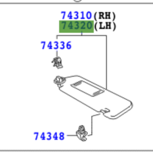 Toyota Auris/Hybrid 2007-2013 Sun Visor Assy, LH