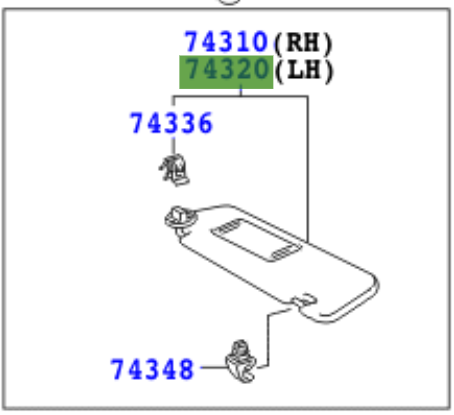 Toyota Auris/Hybrid 2007-2013 Sun Visor Assy, LH