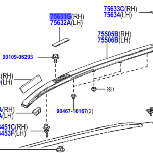 Toyota Rav4 2020- Roof Rail Inserts Front Right Hand