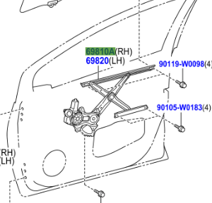 Toyota Yaris/Hybrid 2014-2020 Front Door Window Regulator Assy RH