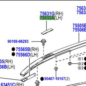 Toyota Rav4 2018- Roof Side Garnish, No.1 LH, (Roof Rail)