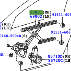 Toyota Rav4 2000-2005 Regulator Sub-Assy, Front Door Window, RH