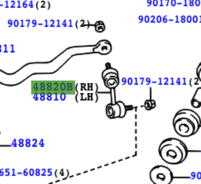 Toyota Regius/Touring 1997-2002 Link Assy, Front Stabilizer, LH