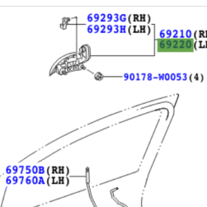 Toyota Aygo 2005-2014 Handle Assy, Front Door Outside, LH