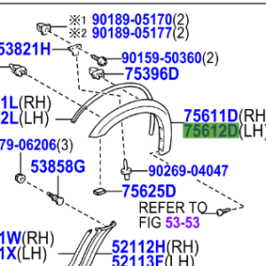 Toyota Rav4 2000-2005 Front Fender Moulding LH