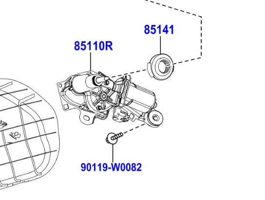 Toyota Aygo 2014- Rear Wiper Motor Assy