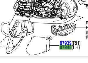 Toyota Corolla 2019- Wing Mirror Inner Cover LH