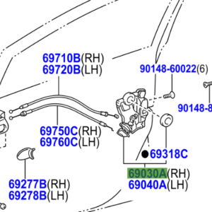 Toyota Urban Cruiser 2009-2016 Front Door Lock Assy W/Motor