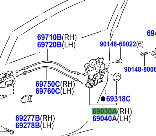 Toyota Urban Cruiser 2009-2016 Front Door Lock Assy W/Motor