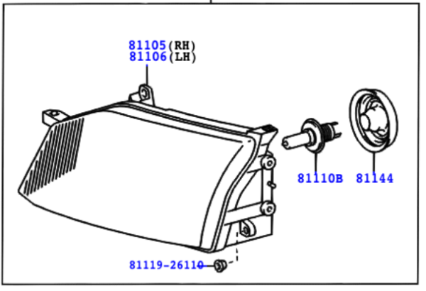 Toyota Hiace/Hiace S.B.V 1995-2011 Headlamp Assy LH