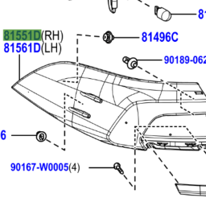 Toyota Corolla (TUP) 2019- Rear Combination Lamp Body And Lens RH