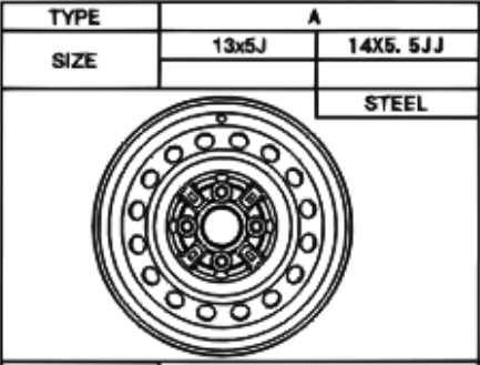 Toyota Yaris (JPP) 1999-2005 Type A Steel Wheel 14"