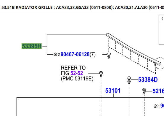 Toyota Rav4 2005-2012 Hood To Radiator Grille Seal