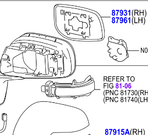 Toyota Auris/Hybrid 2007-2013 Wing Mirror Assy RH