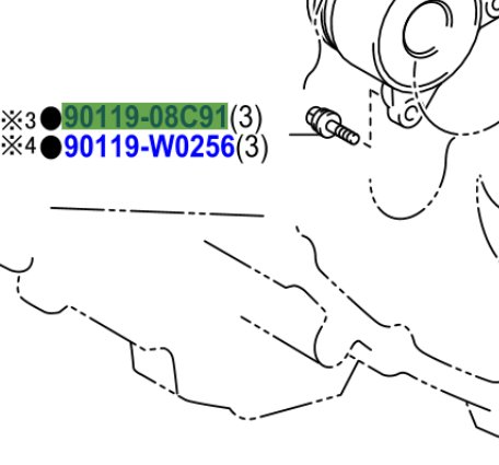Toyota Auris/Hybrid 2012-2016 Bolt W/Washer 90119-08C91