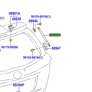 Toyota Yaris/Hybrid 2014-2020 Tailgate Gas Strut RH