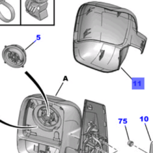 Toyota Proace G9 2013-2016 Rear-View Mirror Housing, LH
