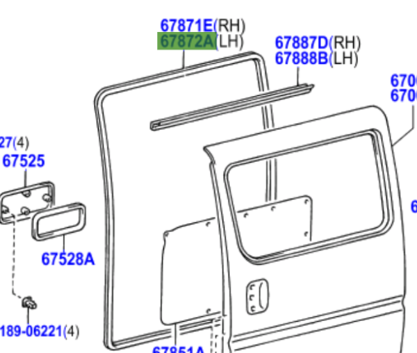 Toyota Hiace/Hiace S.B.V 1995-2011 Weatherstrip, Slide Door LH