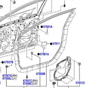 Toyota Corolla 2019- Front Door Weatherstrip RH