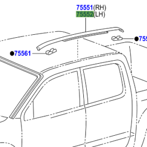 Toyota Hilux 2011-2015 Moulding, Roof Drip Strip LH