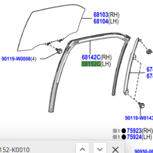 Toyota Yaris 2020- Rear Door Glass Run