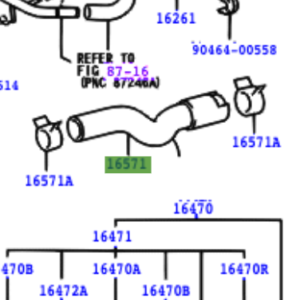 Toyota Rav4 2000-2005 Radiator, Inlet Pipe