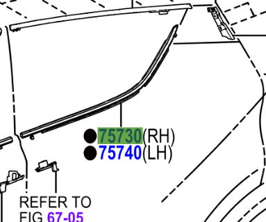 Toyota C-HR 2016 Rear Door Belt Moulding, RH