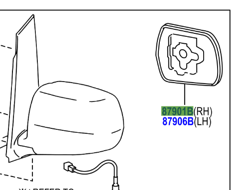 Toyota Alphard 2002-2008 Outer Rear View Mirror Glass RH