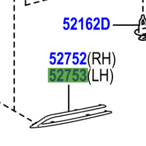 Toyota C-HR 2016- Moulding , Rear Bumper Side, LH