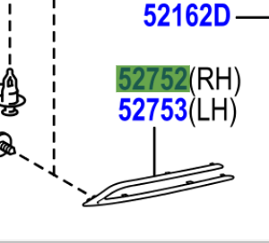 Toyota C-HR 2016- Moulding , Rear Bumper Side, RH