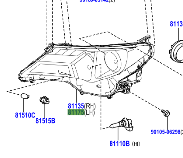 Toyota Rav4 2012-2019 Headlamp Unit Assy